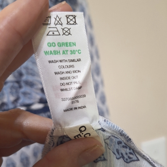 PAPAYA Women's Cotton western fringe sheer embroidered long-sleeved shirt blue - Picture 7 of 9